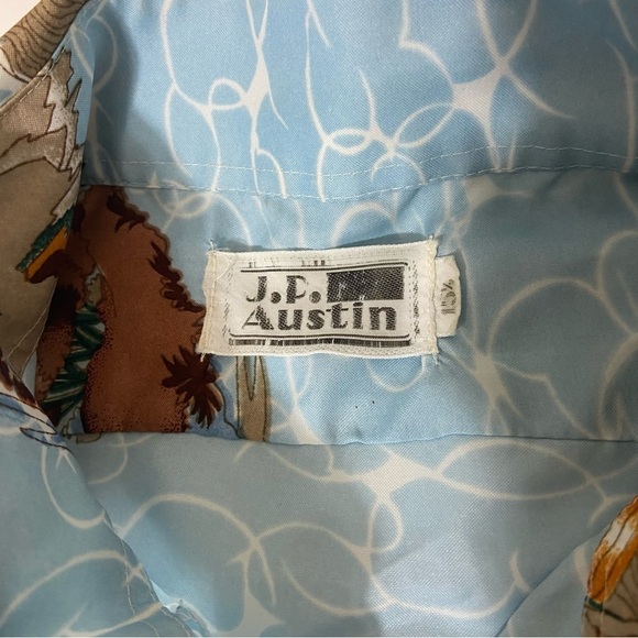 Vtg J.P. Austin Butterfly Collar Polyester Hawaiian Shirt 70s - Picture 2 of 7